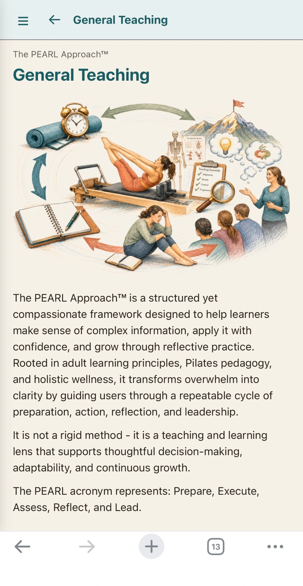 Web app PEARL Approach general teaching page